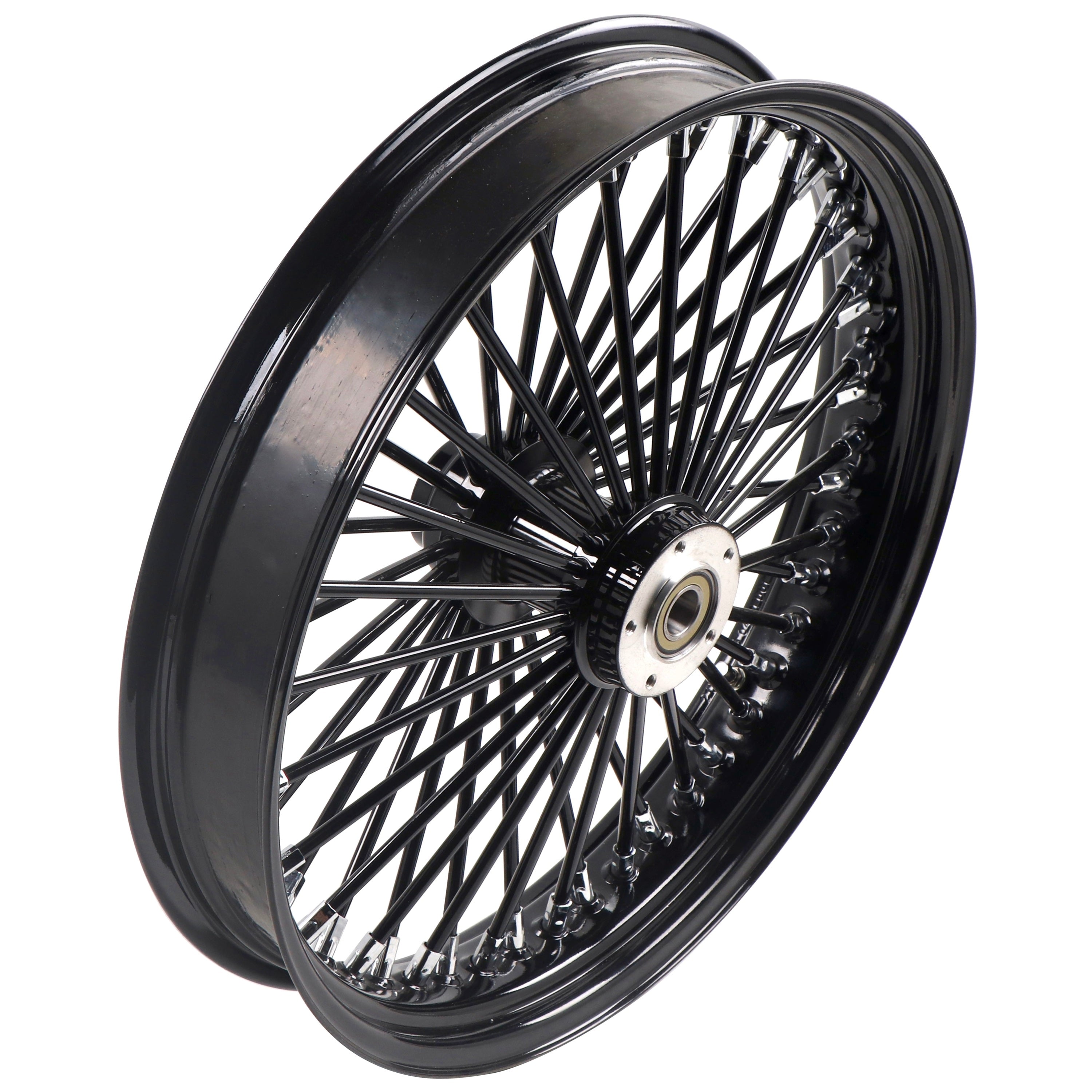 21x3.5" Harley Softail Front Wheel Black Fat Spokes 2008-Up | Single Disc ABS