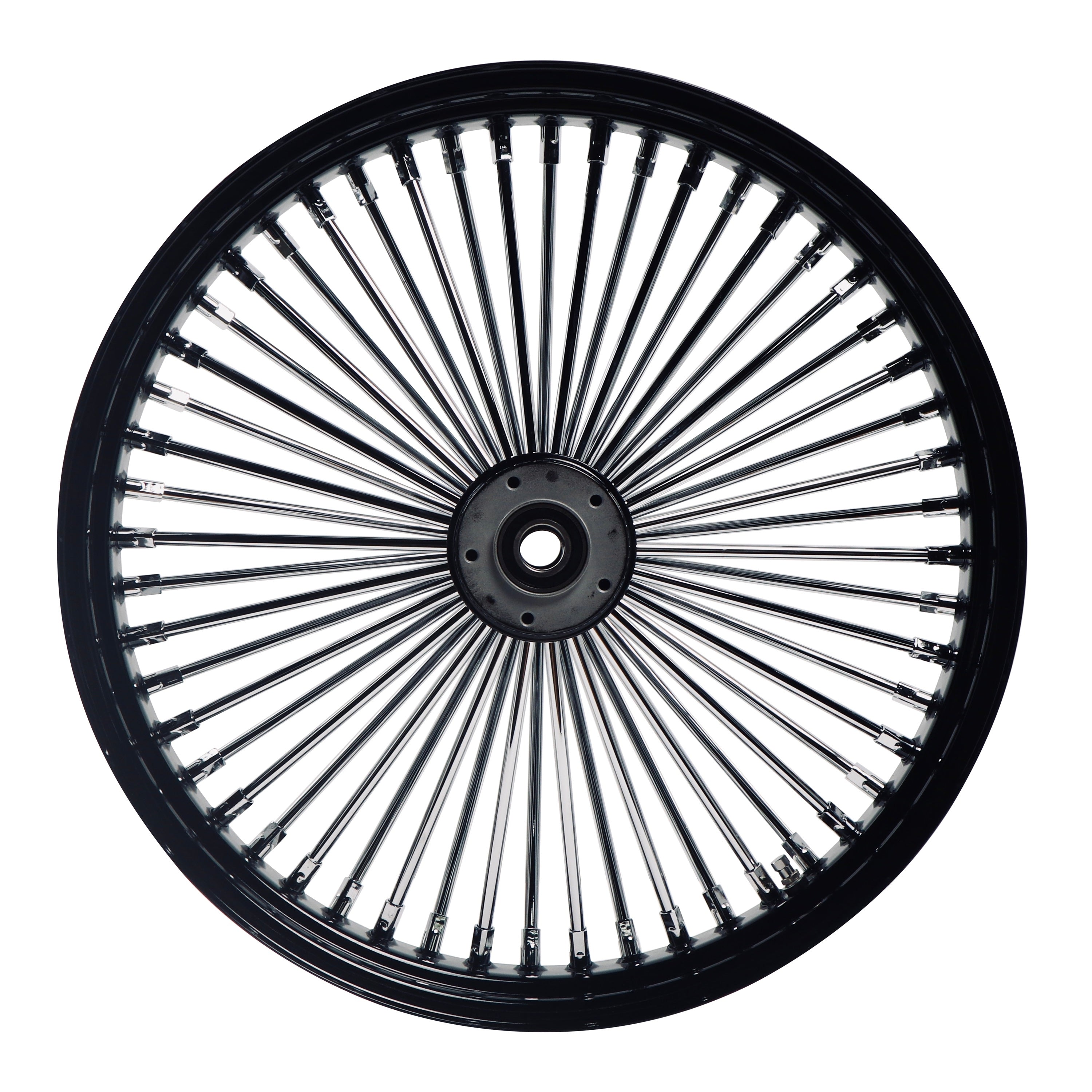 21x3.5" Harley Touring Front Wheel Fat Spokes Dual Disc 2000-2025 | Black & Chrome