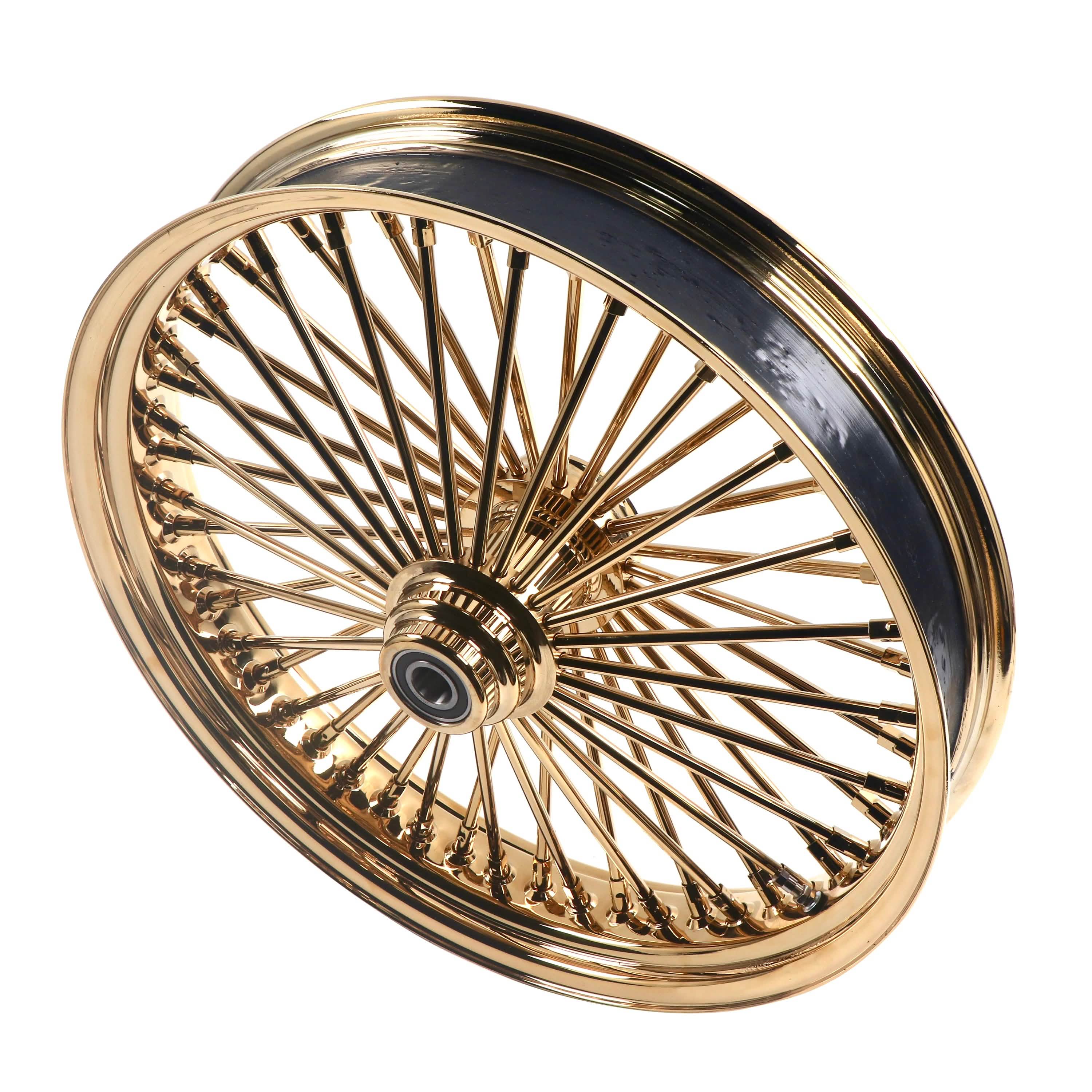 21x3.5" Harley Softail Front Wheel Gold Fat Spokes 2000-2006 | Classic Vintage