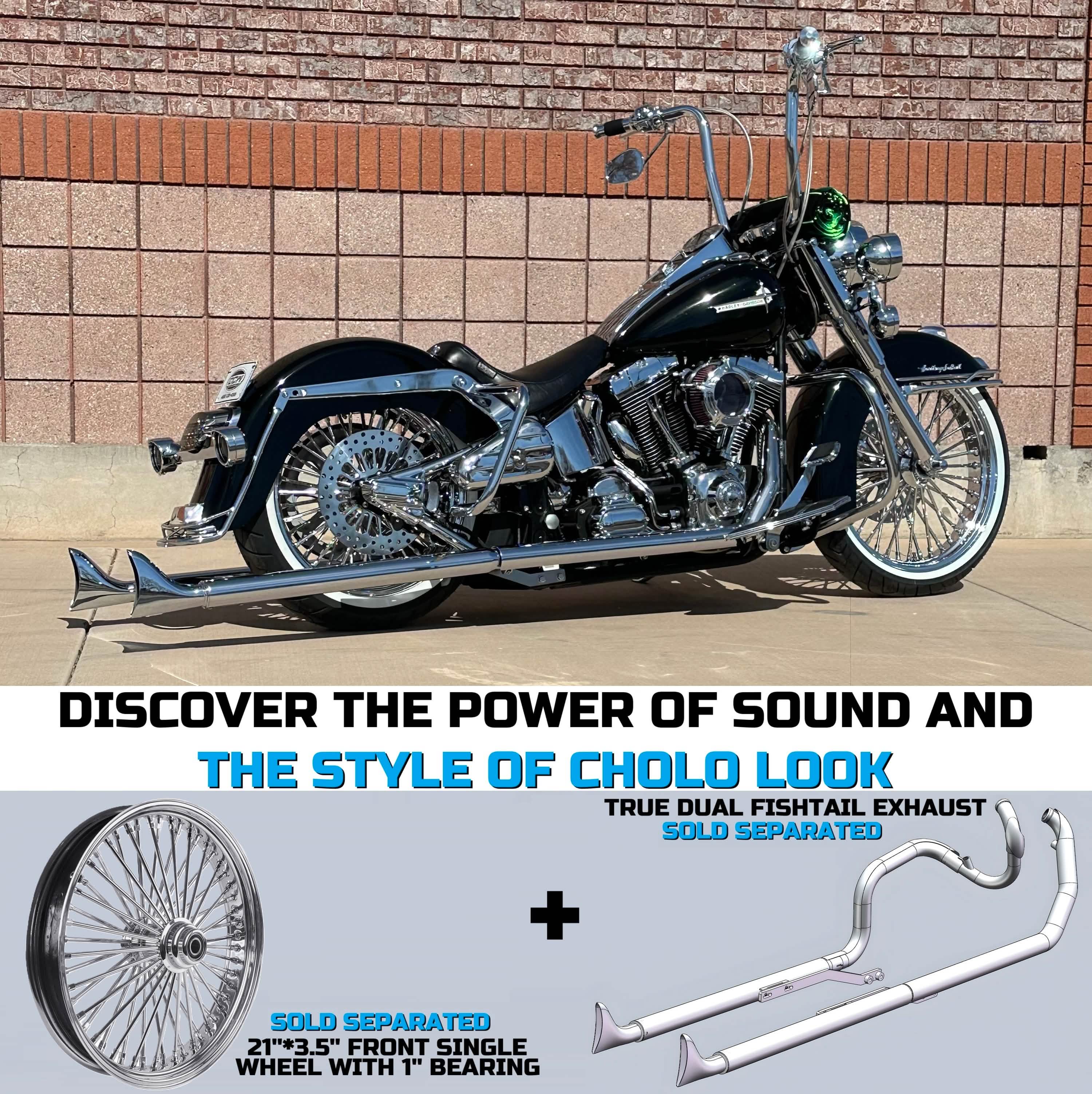 18"x3.5" Chrome Fat Spoke Rear Wheel for Harley 2000-2007 Touring/Dyna/Softail/Sportster (3.5" Rim), Stainless Steel 3/8'' Solid Spokes for Durable Lasting BACK ORDER