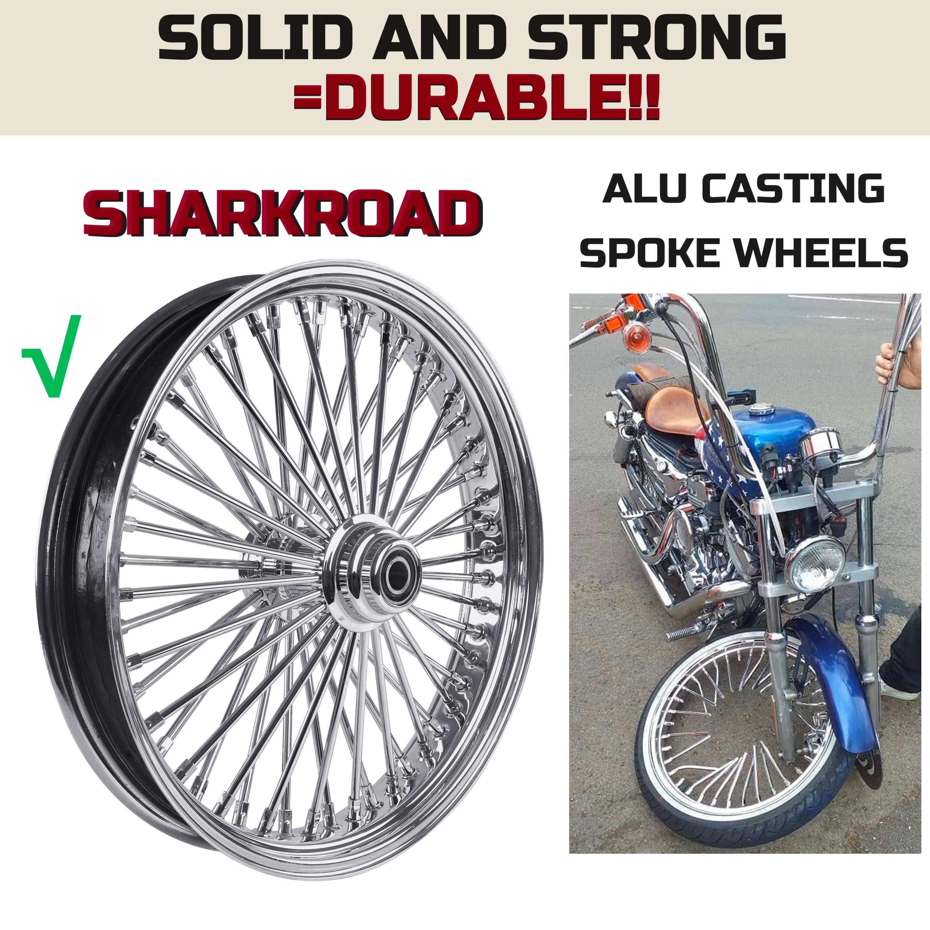 21x3.5" Harley Softail Front Fat Spoke Wheel 2008-Up | Chrome ABS