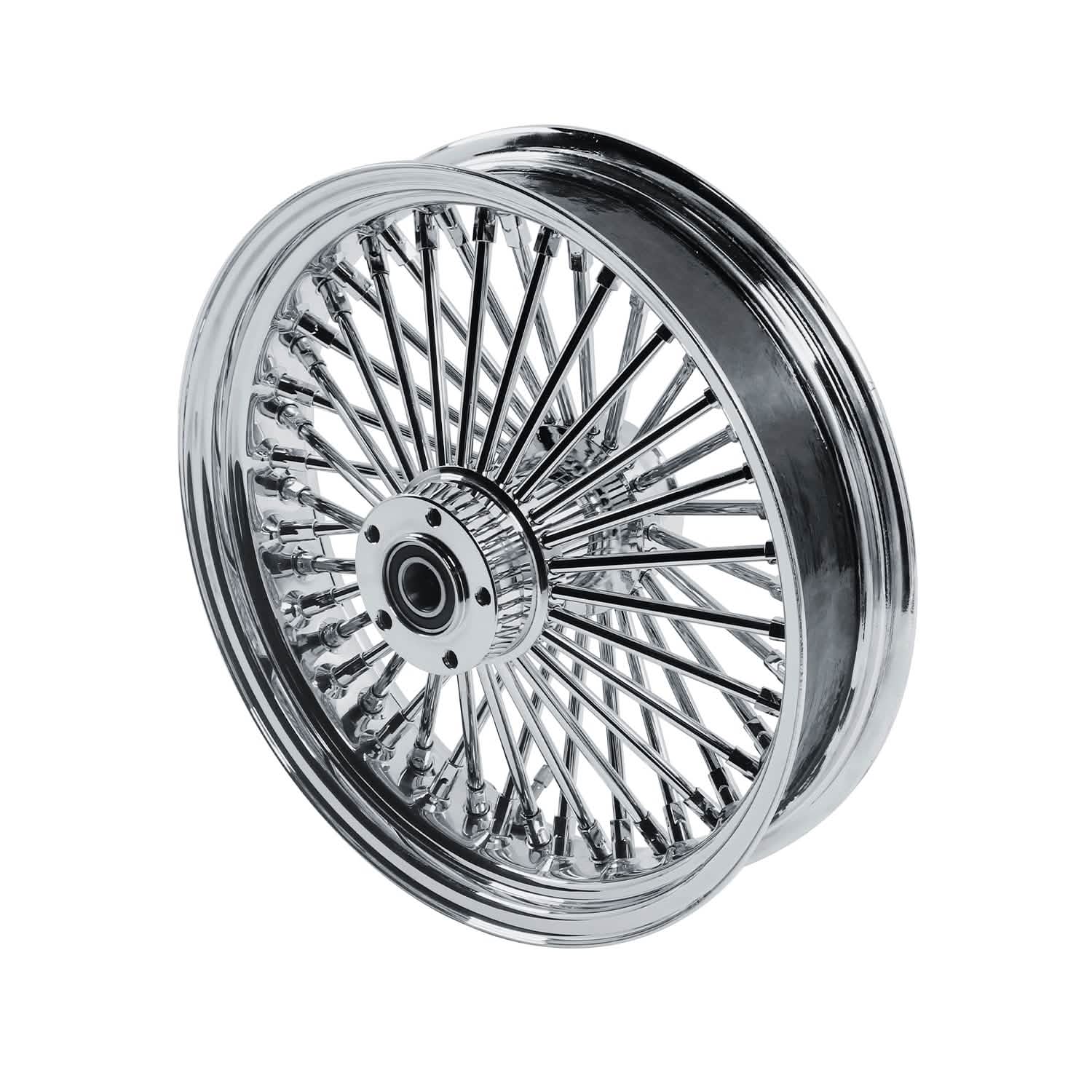 16*3.5" Rear Wheel Chrome Fat Spokes Rim for 00-07 Harley Dyna/Softail/Touring – Dual Bearing (1" & 3/4") w/ Reducer BACK ORDER