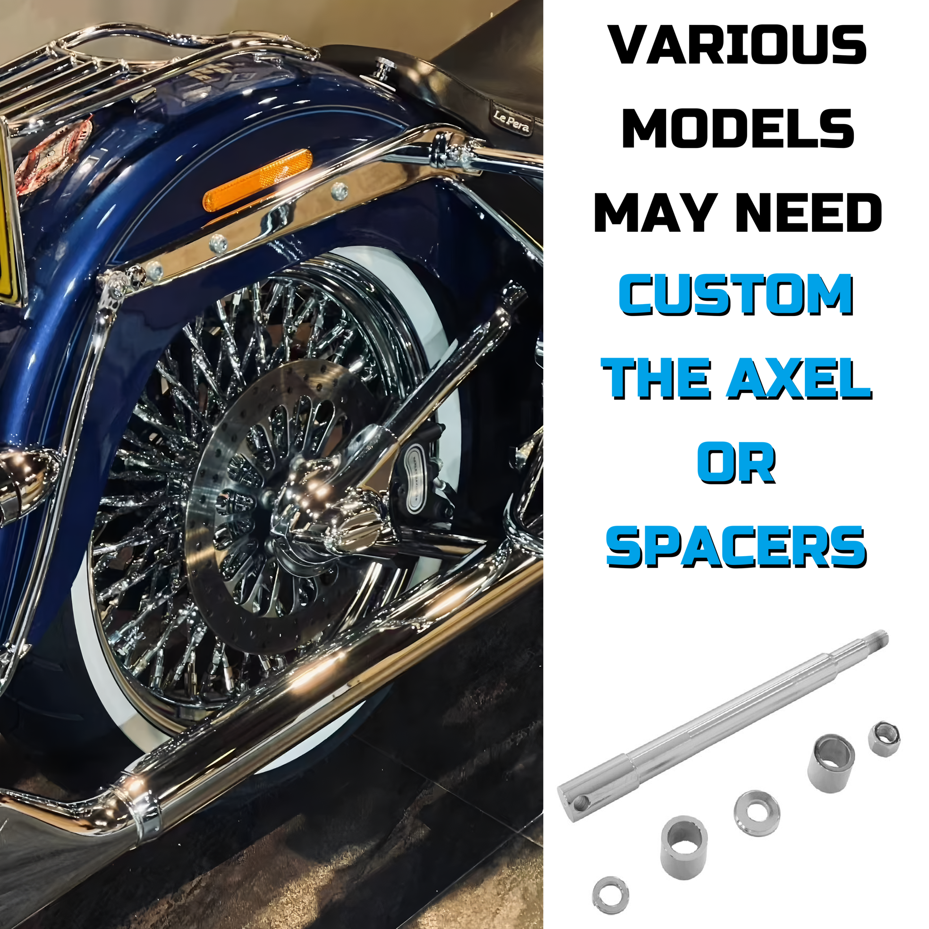 18"×3.5" Chrome Rear Wheel Fat Spokes for Harley Dyna/Softail/Sportster (2008-Up) & Touring Only 2008 Models