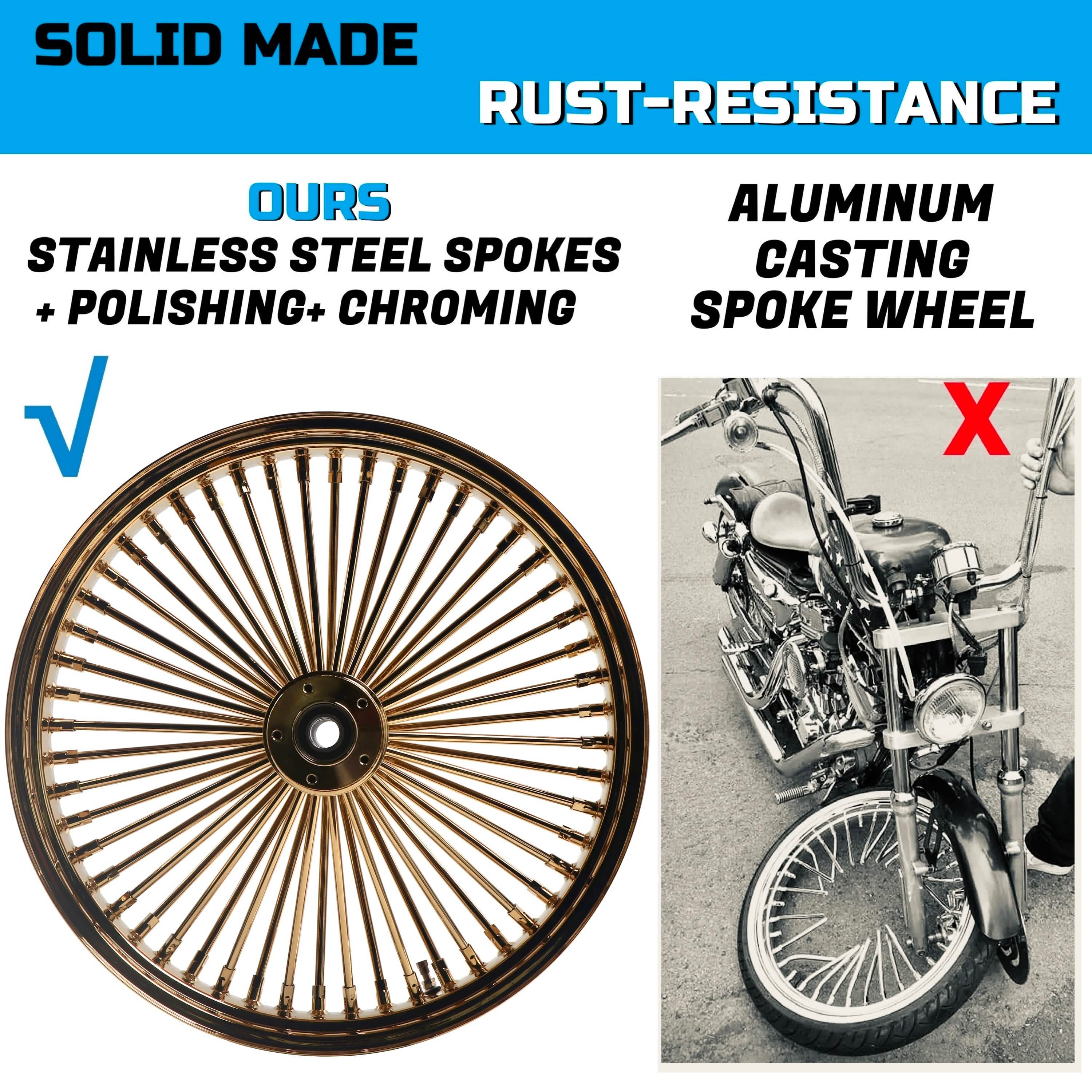 21x3.5" Harley Softail Front Wheel Gold Fat Spokes 2000-2006 | Classic Vintage