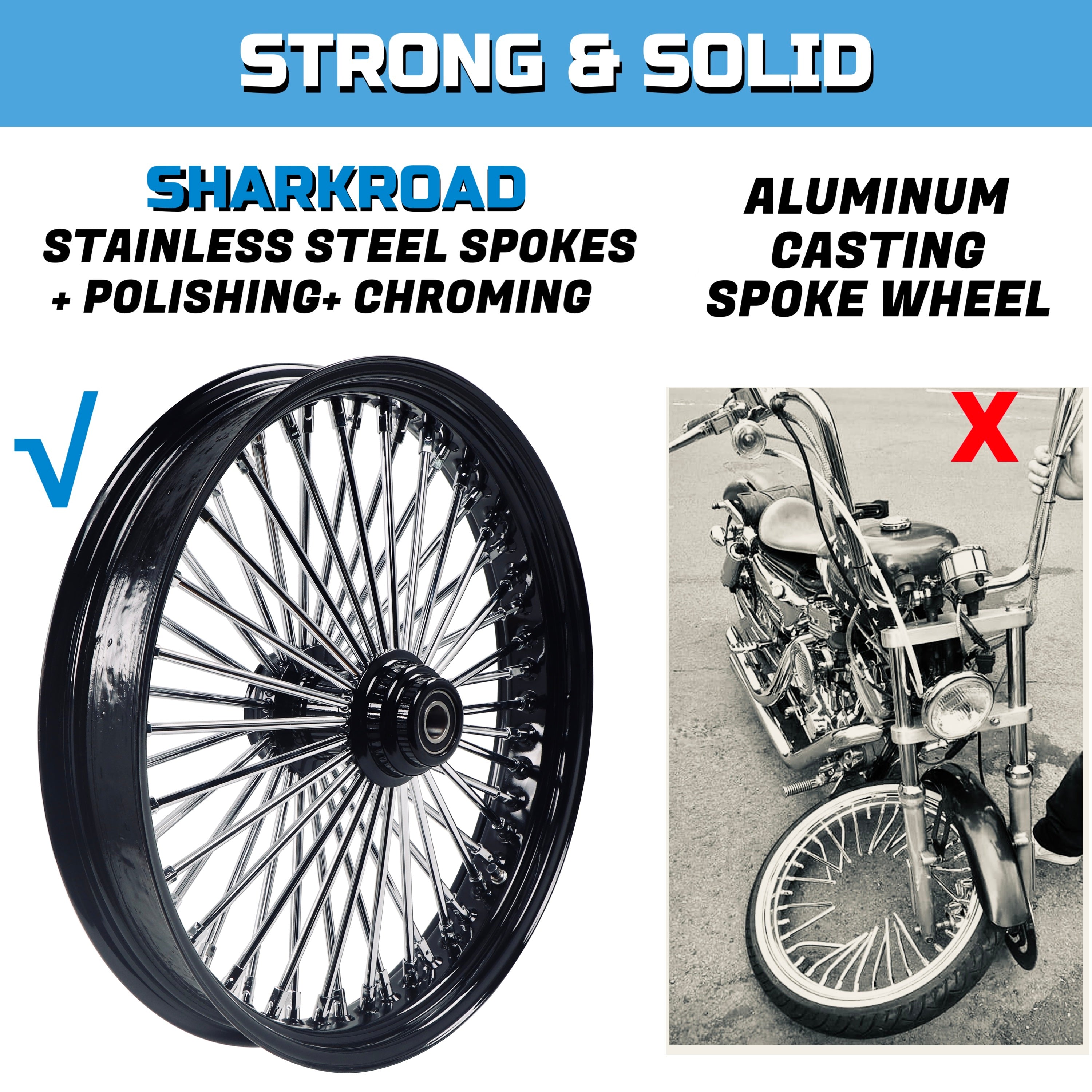 21x3.5" Harley Softail Front Wheel Fat Spokes 2000-2006 | Single Disc