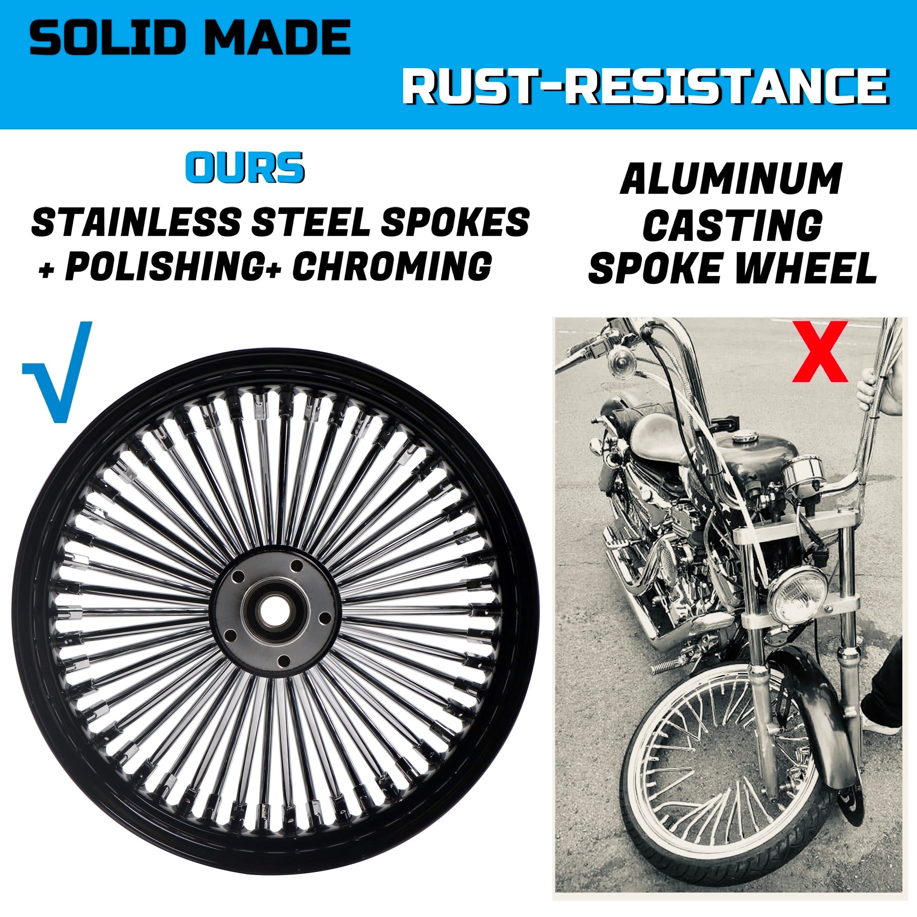 16x3.5" Harley Rear Wheel Chrome Fat Spokes 2008-Up | Softail Dyna Sportster