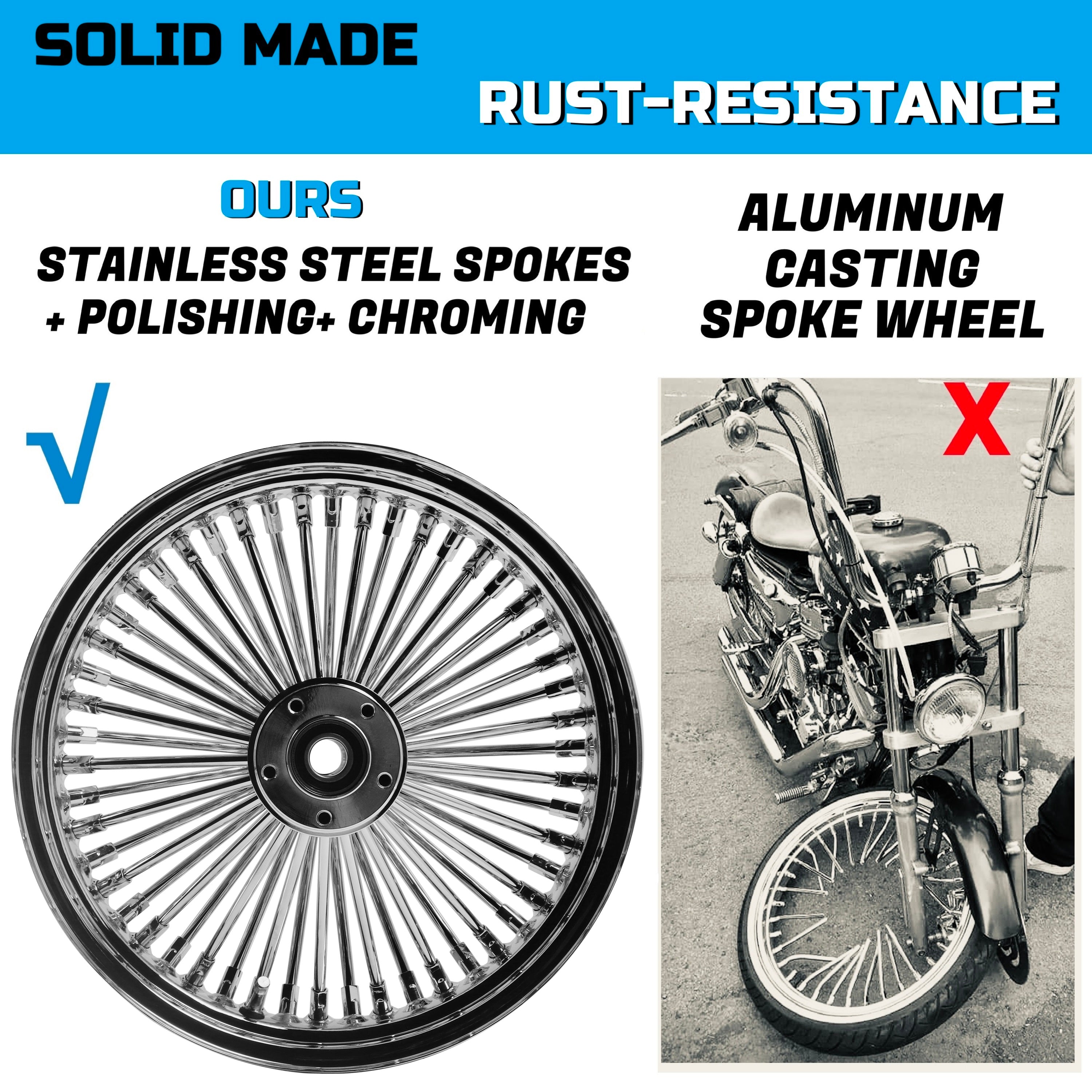 16x3.5" Harley Rear Wheel Chrome Fat Spokes 2008-Up | Softail Dyna Sportster