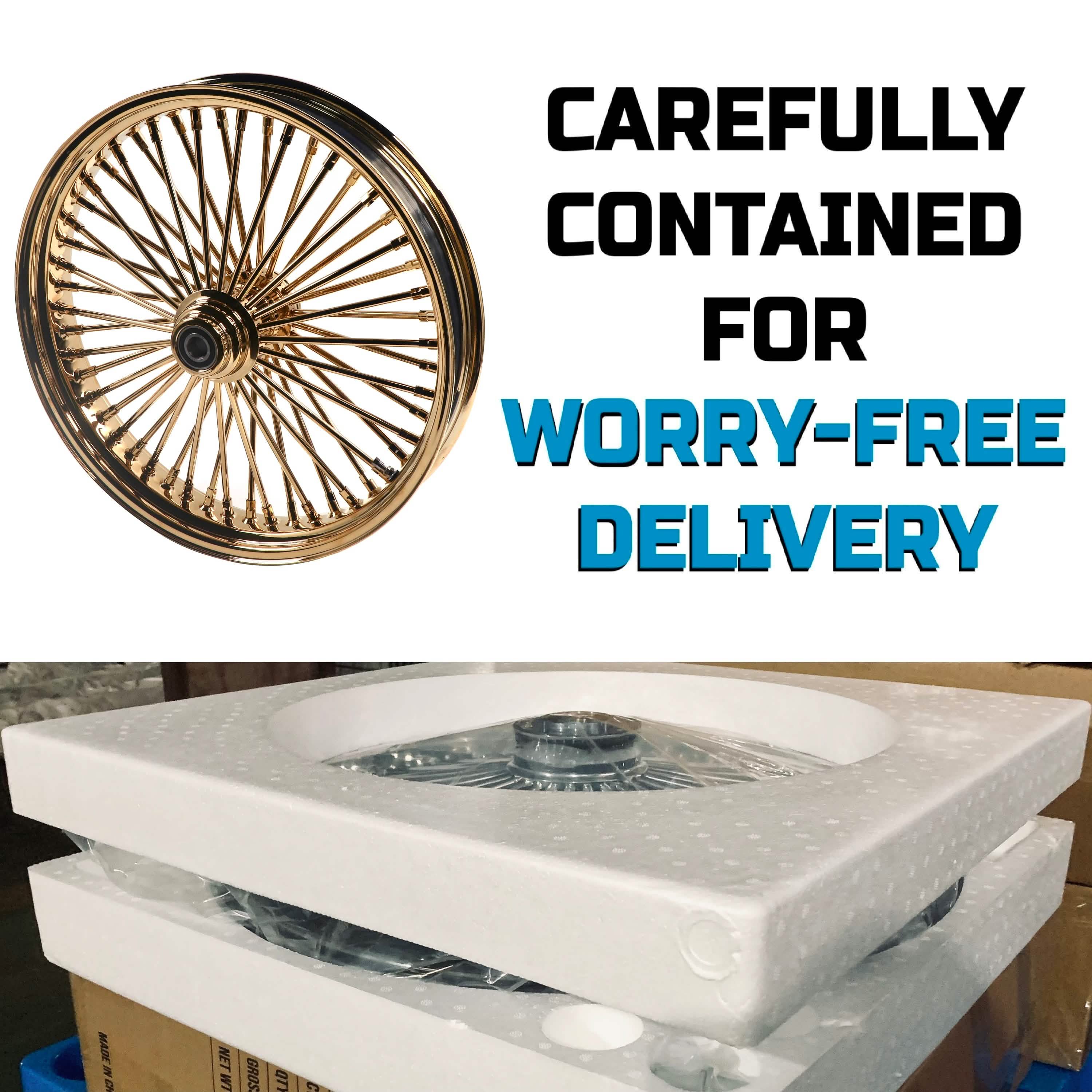 21x3.5" Harley Softail Front Wheel Gold Fat Spokes 2000-2006 | Classic Vintage