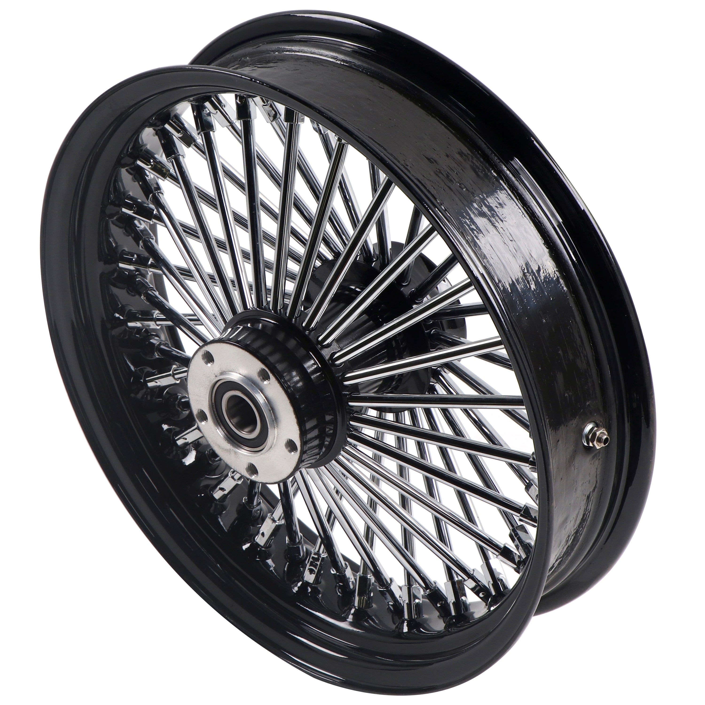 16*3.5" Rear Wheel Chrome Fat Spokes Rim for 00-07 Harley Dyna/Softail/Touring – Dual Bearing (1" & 3/4") w/ Reducer BACK ORDER