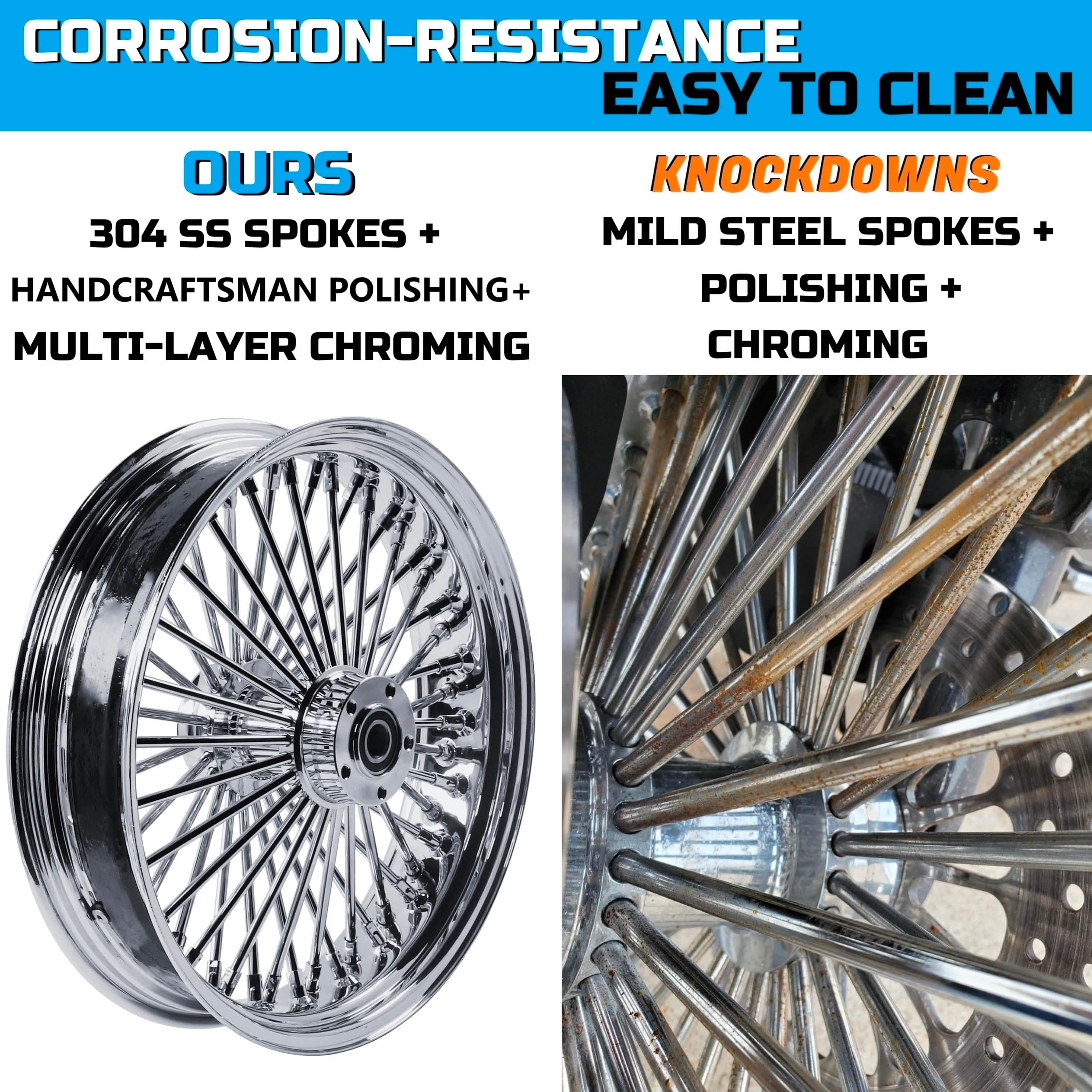 18x4.25" Harley Rear Wheel Chrome Fat Spokes 2000-2007 | Touring Softail Dyna