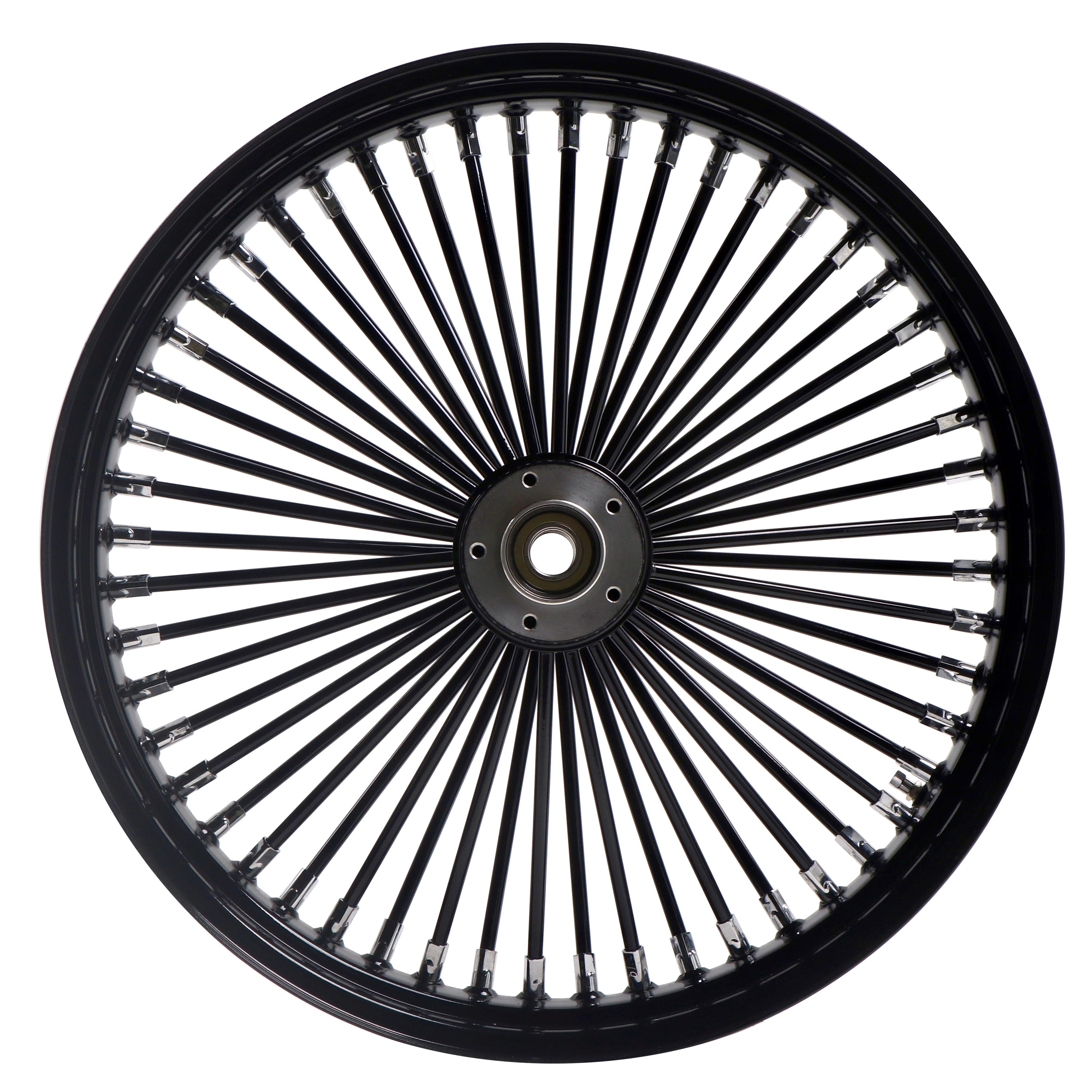 21x3.5" Harley Softail Front Wheel Black Fat Spokes 2008-Up | Single Disc ABS