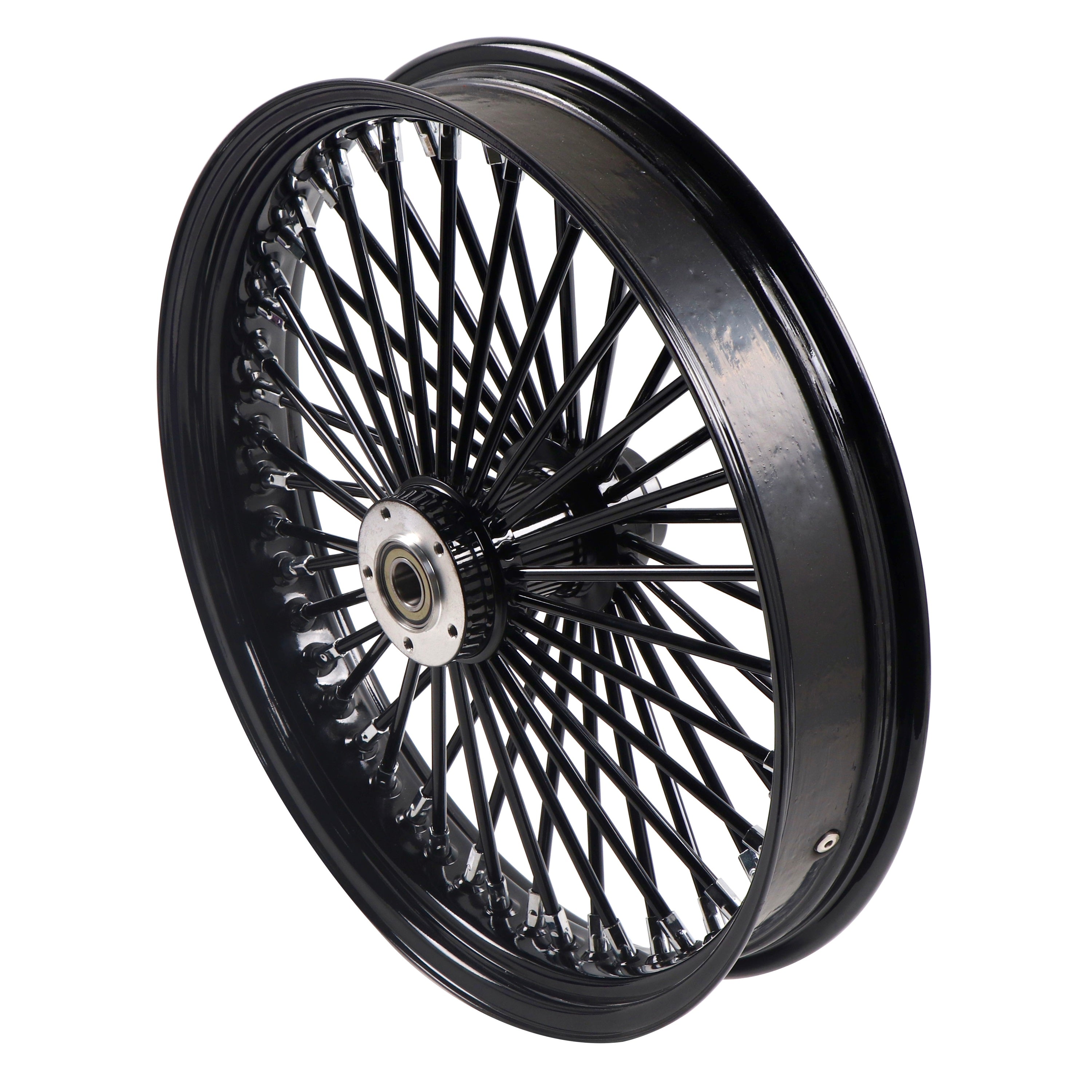 21x3.5" Harley Softail Front Wheel Black Fat Spokes 2008-Up | Single Disc ABS