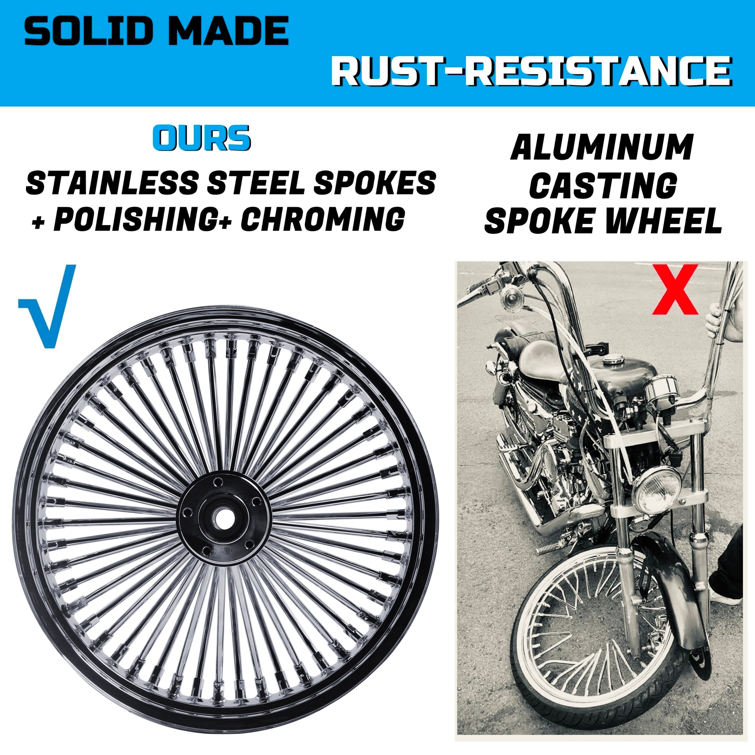18"×3.5" Chrome Rear Wheel Fat Spokes for Harley Dyna/Softail/Sportster (2008-Up) & Touring Only 2008 Models