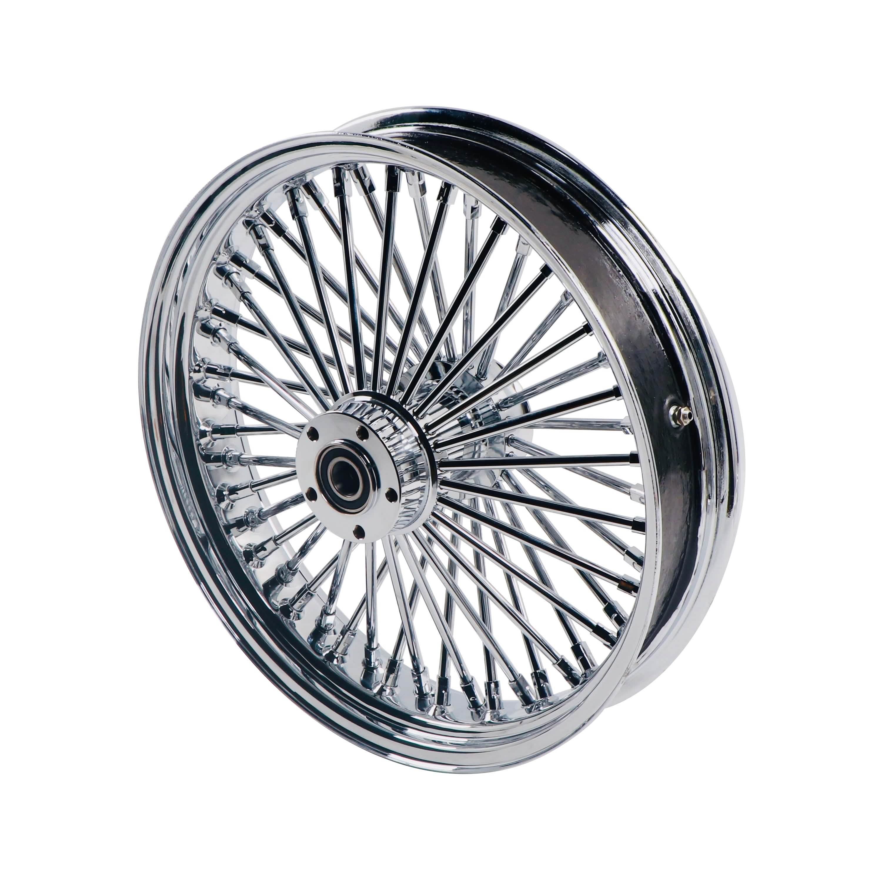 Harley Softail Dyna Front & Rear Wheel Combo 2008-Up Chrome Fat Spokes W/Rotors