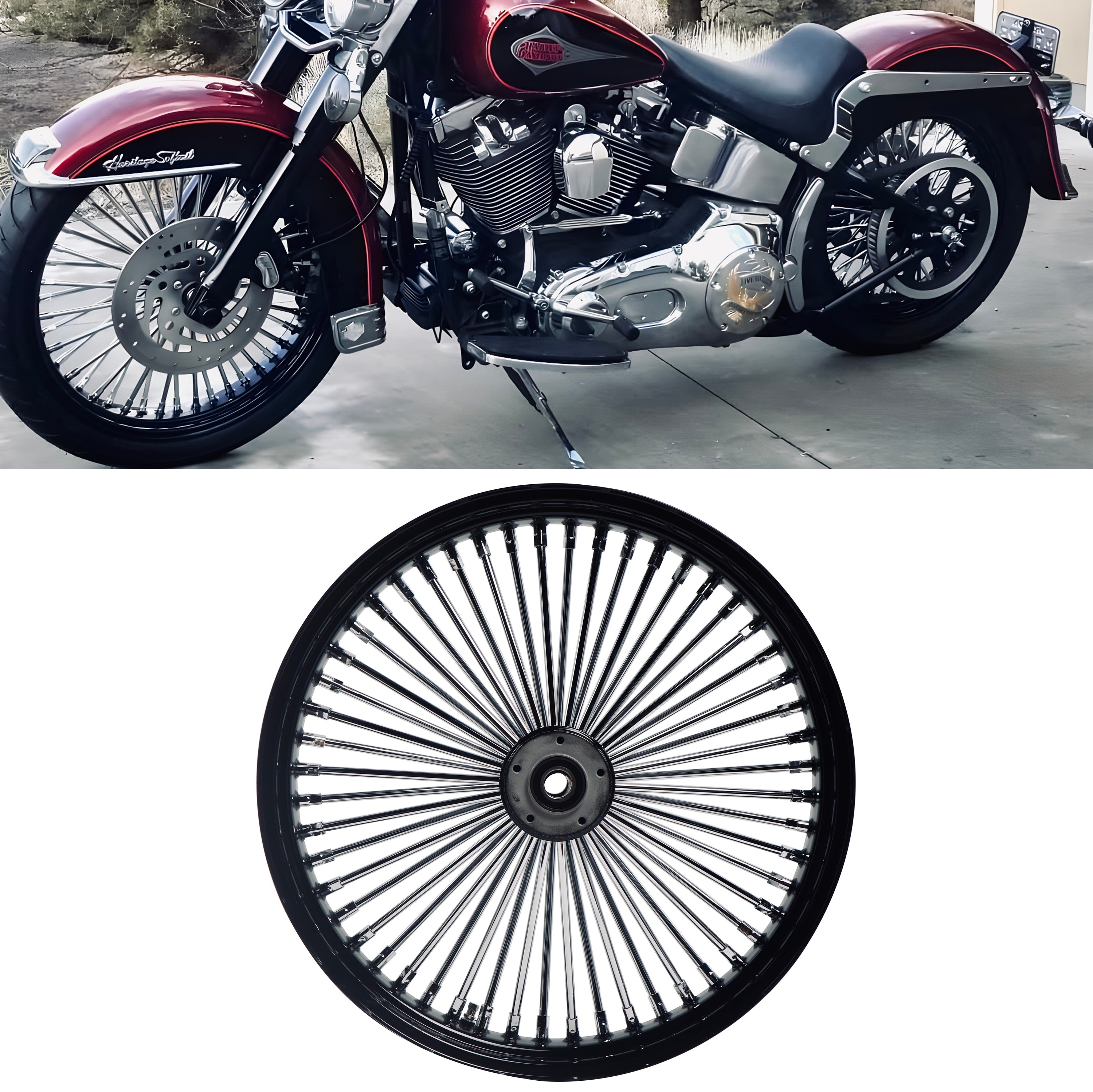 21x3.5" Harley Softail Front Wheel Fat Spokes 2000-2006 | Single Disc