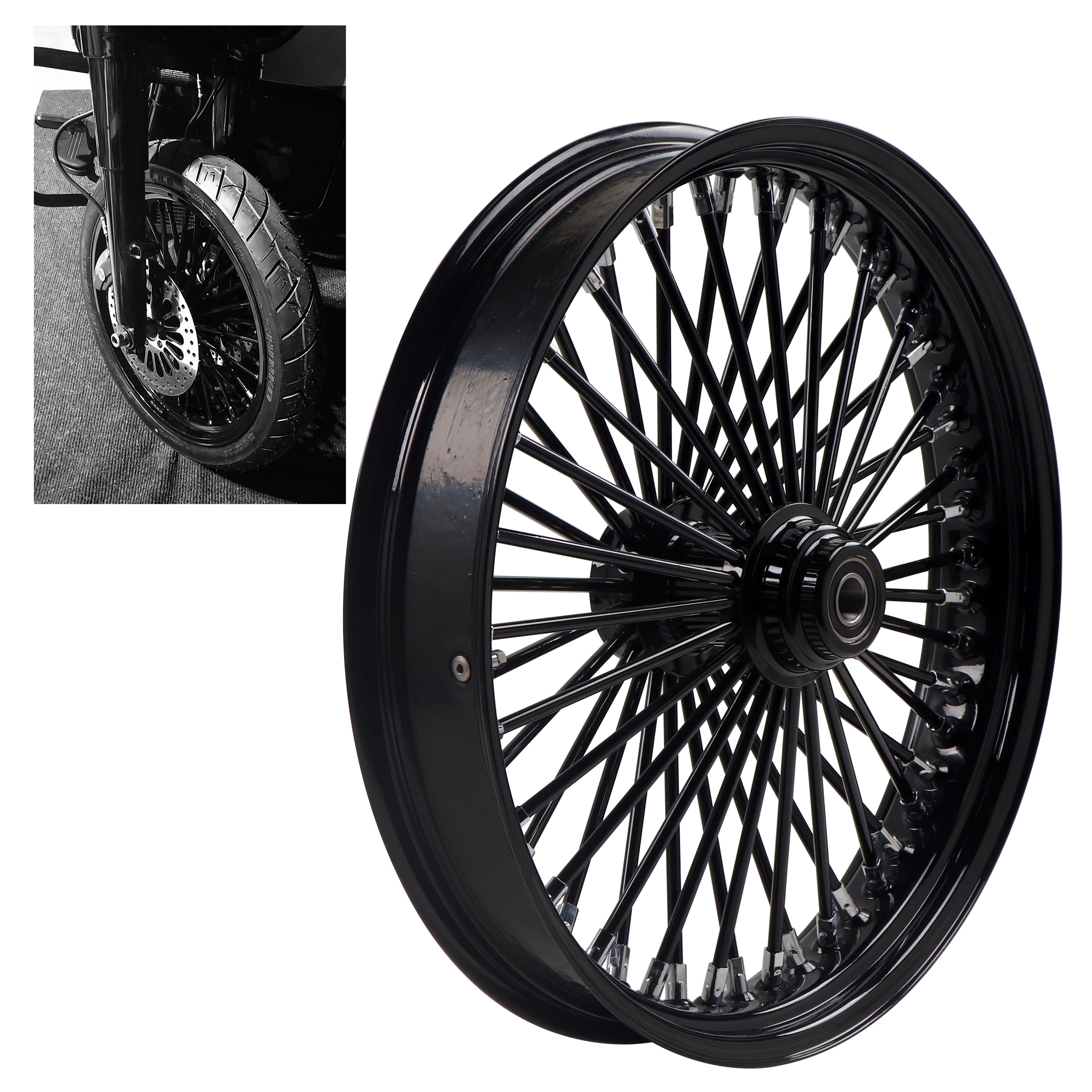 21x3.5" Harley Softail Front Wheel Fat Spokes 2000-2006 | Single Disc