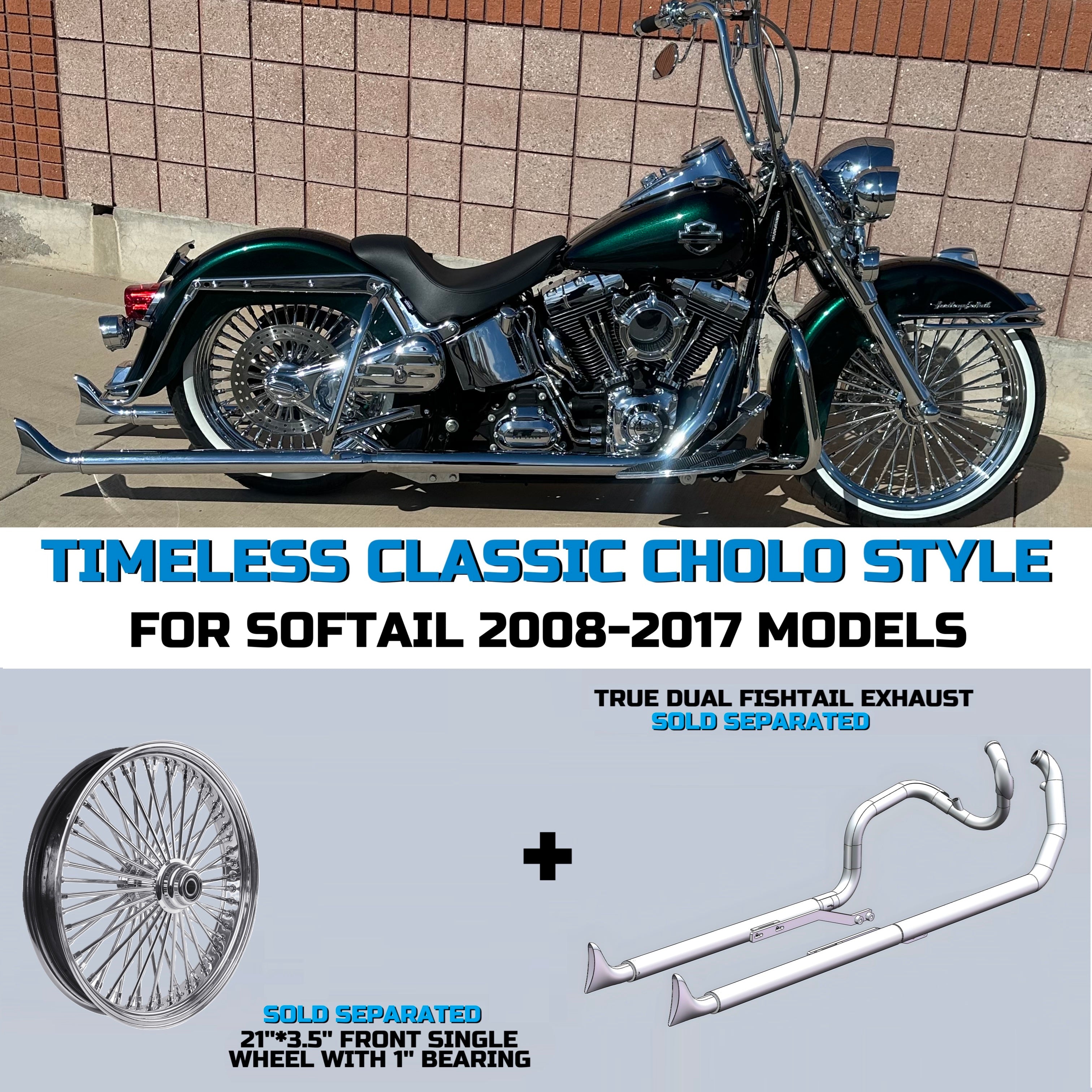 18x4.25" Harley Rear Wide Wheel Chrome Fat Spokes 2008-Up | Softail Dyna