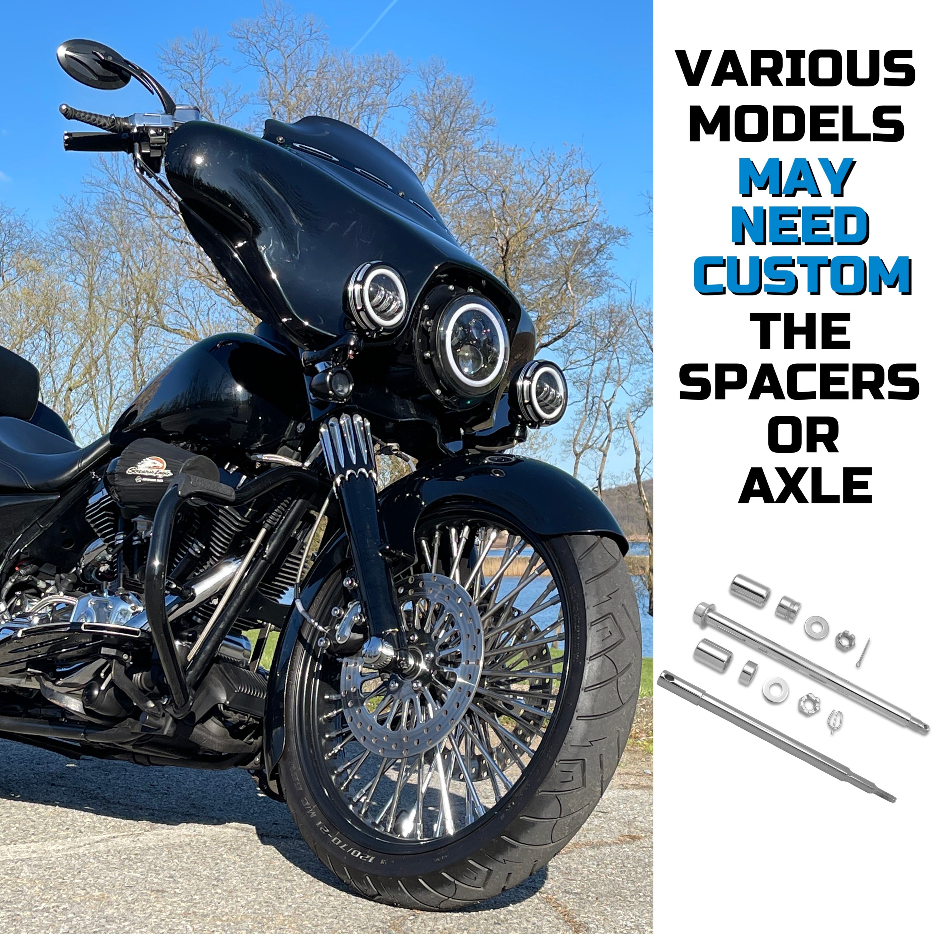 21x3.5" Harley Touring Front Wheel Fat Spokes Dual Disc 2000-2025 | Black & Chrome
