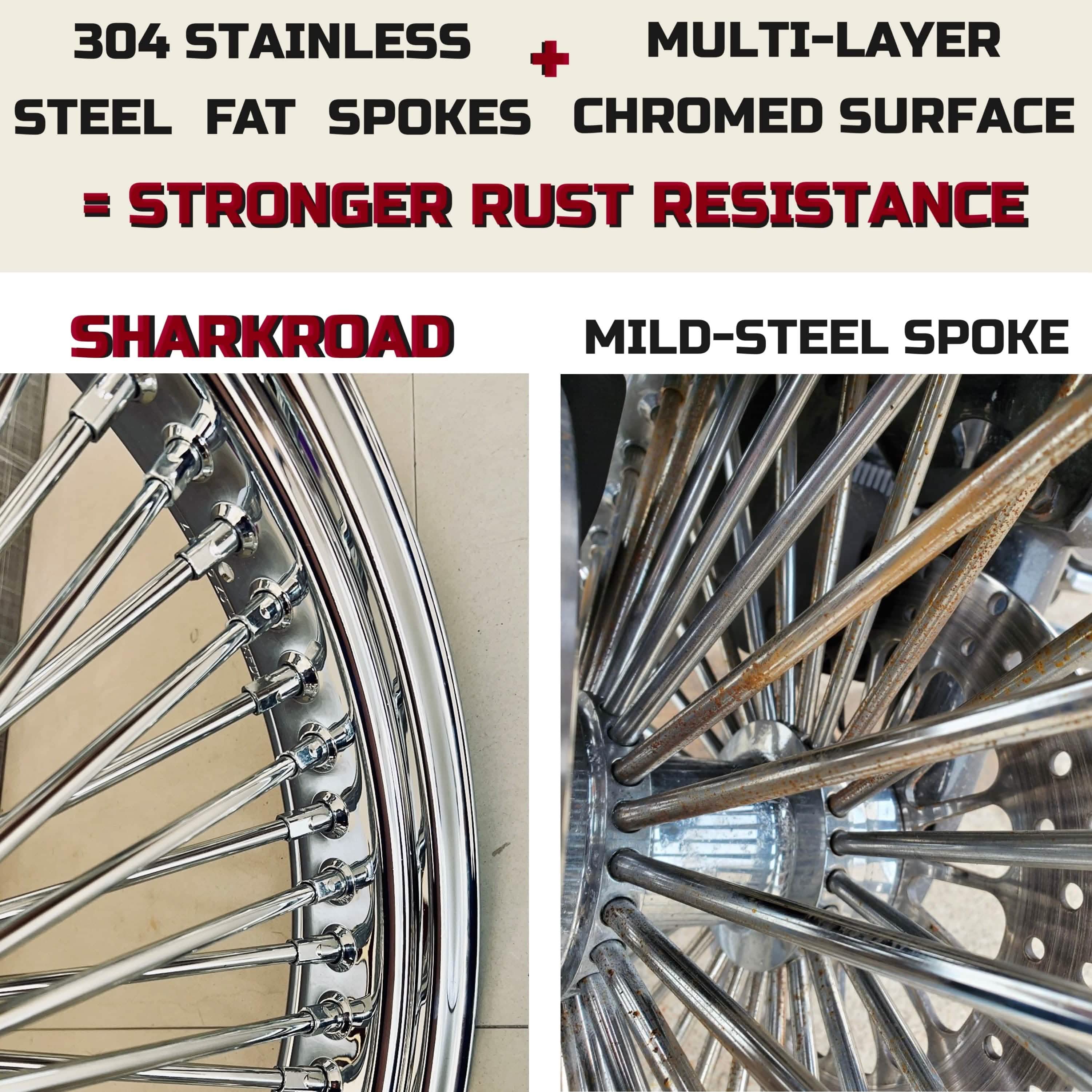21x3.5" Harley Softail Front Fat Spoke Wheel 2000-2007 | Chrome Laced Rim
