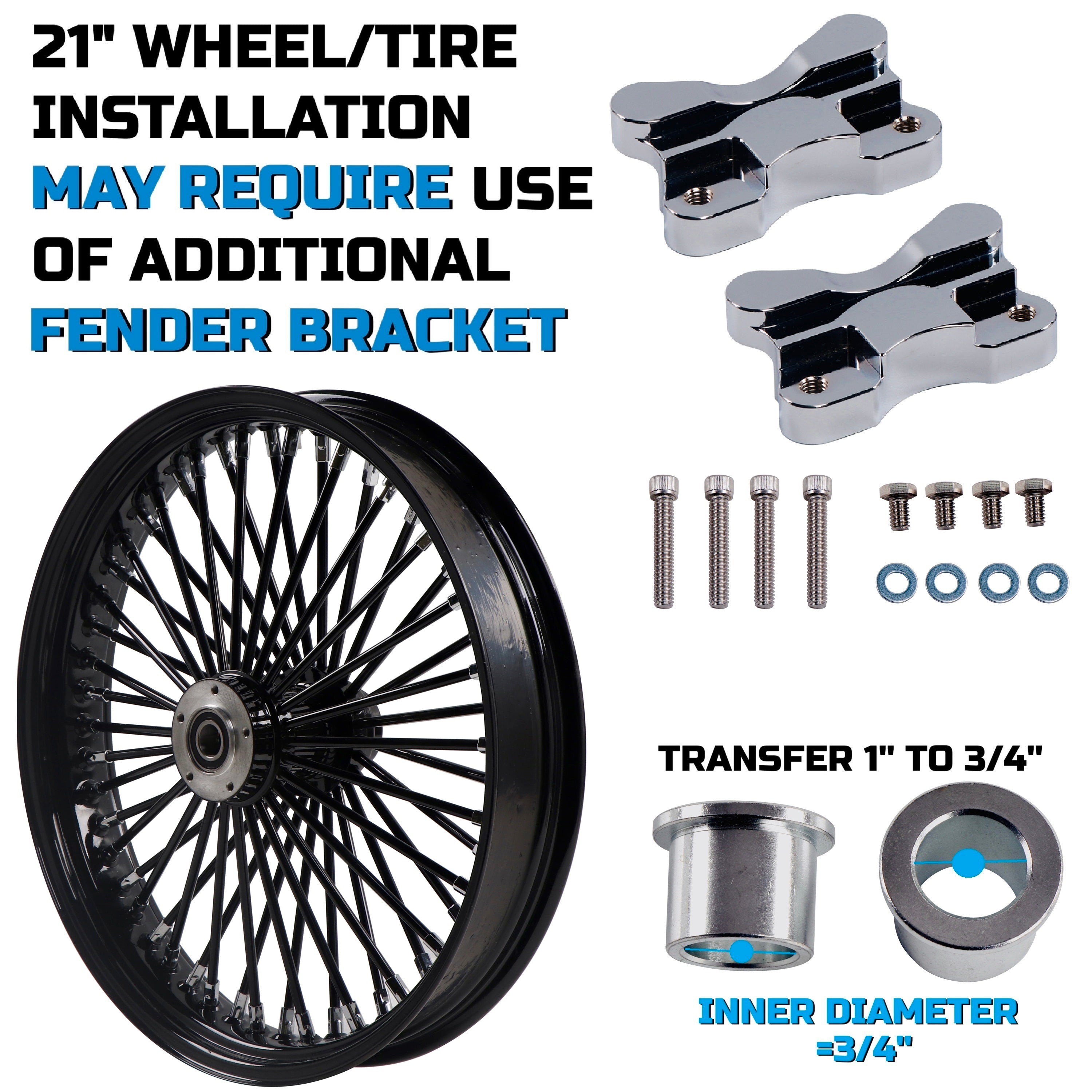21x3.5" Harley Softail Front Wheel Fat Spokes 2000-2006 | Single Disc