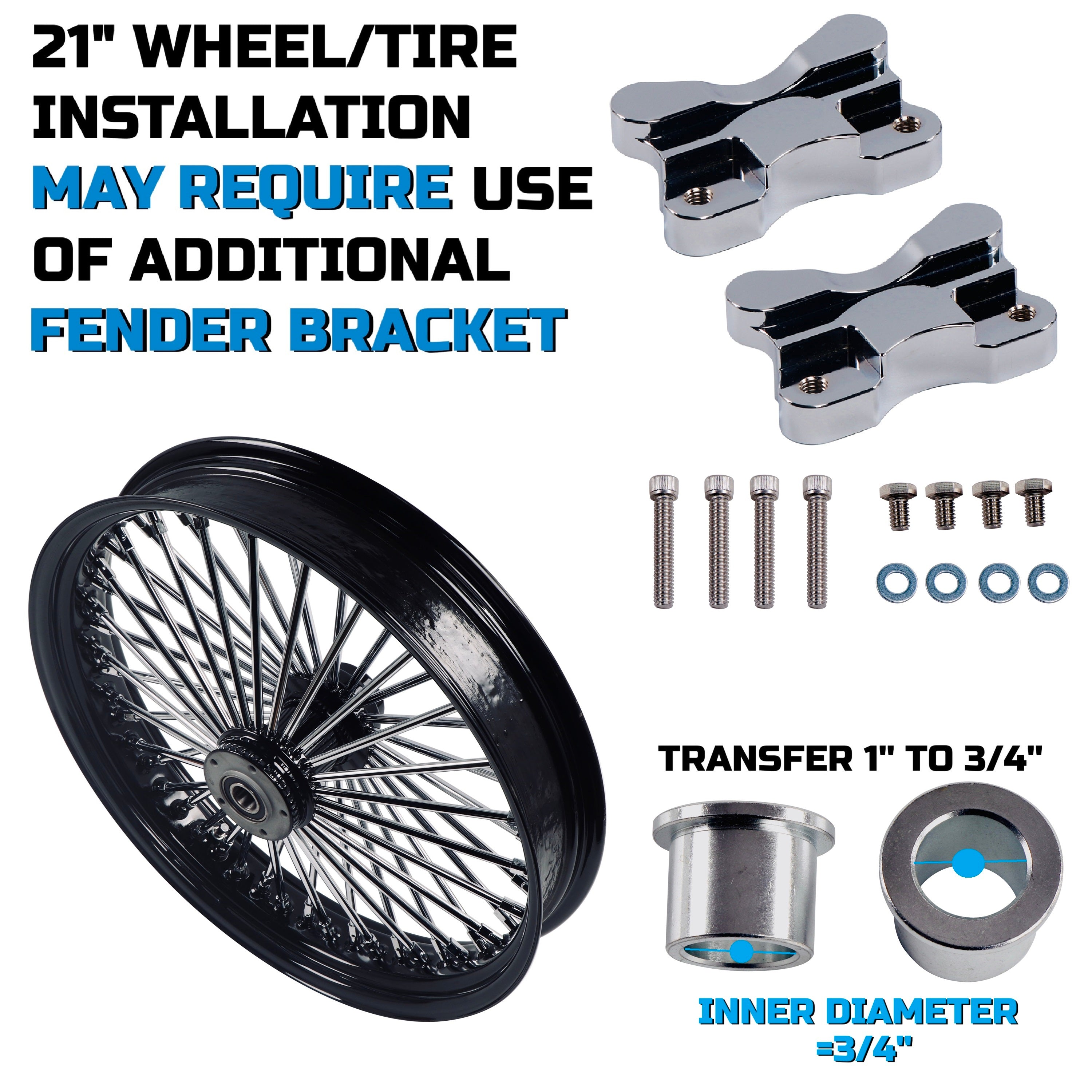 21x3.5" Harley Softail Front Wheel Fat Spokes 2000-2006 | Single Disc