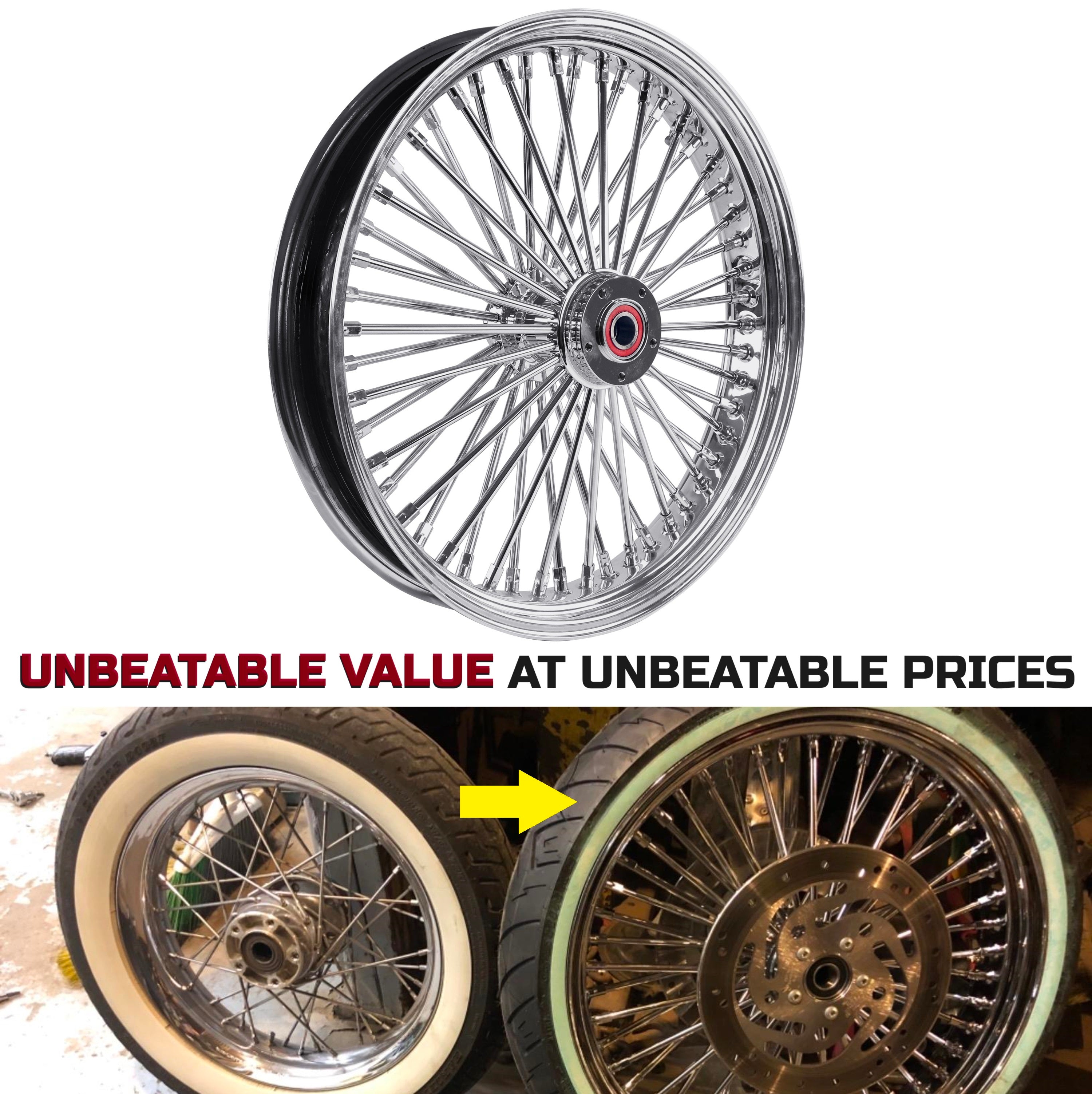 21x3.5" Harley Softail Front Fat Spoke Wheel 2008-Up | Chrome ABS