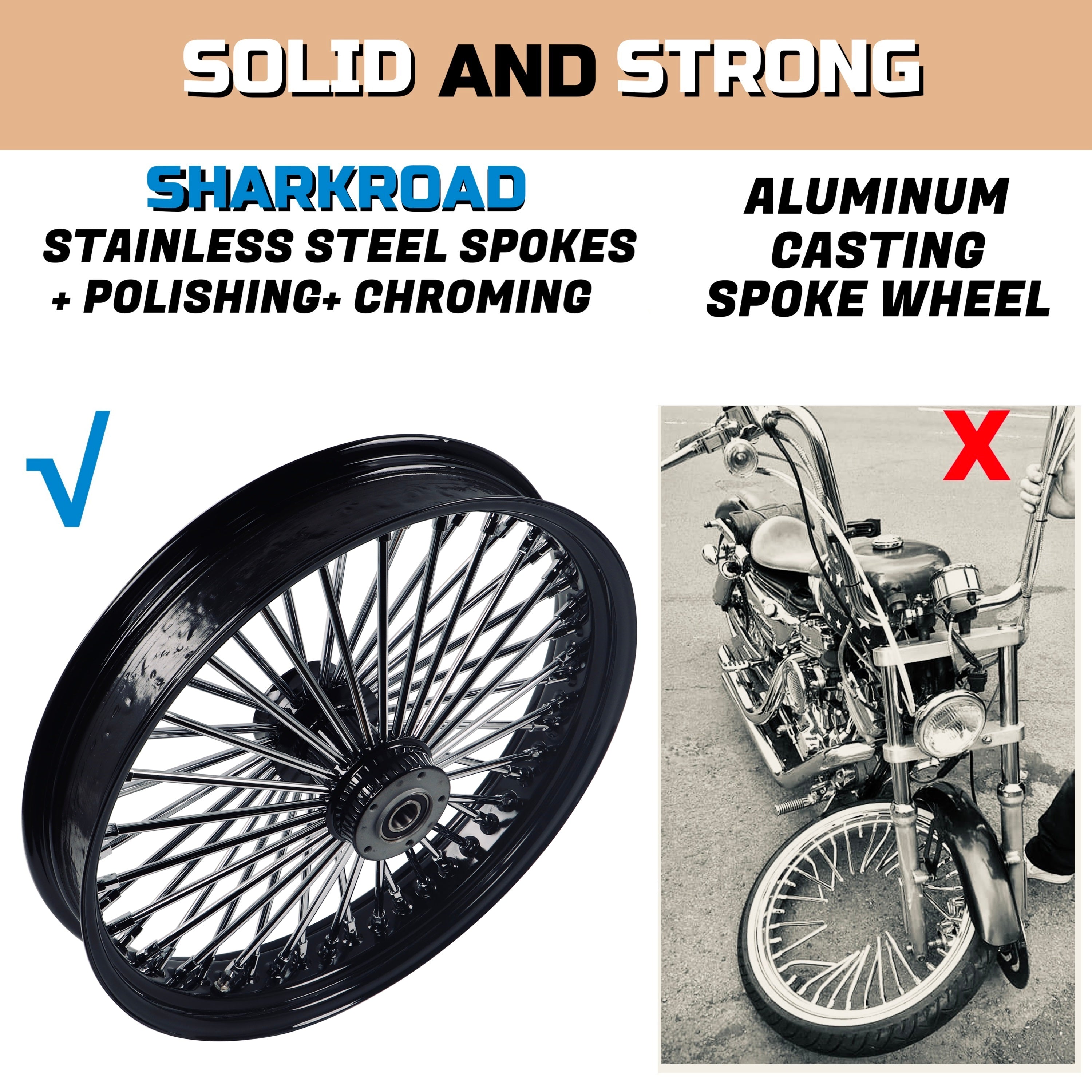 21x3.5" Harley Touring Front Wheel Fat Spokes Dual Disc 2000-2025 | Black & Chrome