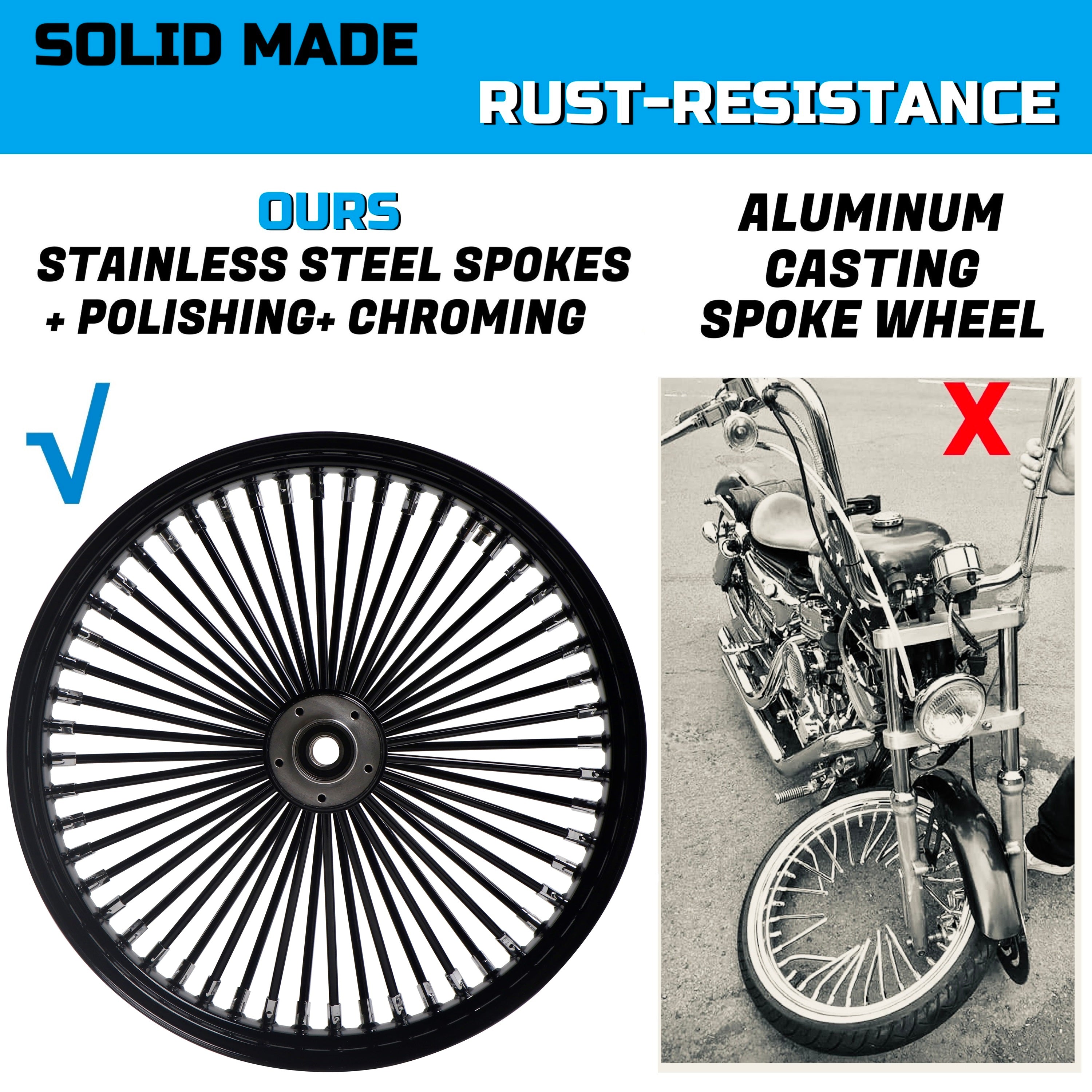 21x3.5" Harley Softail Front Wheel Fat Spokes 2000-2006 | Single Disc