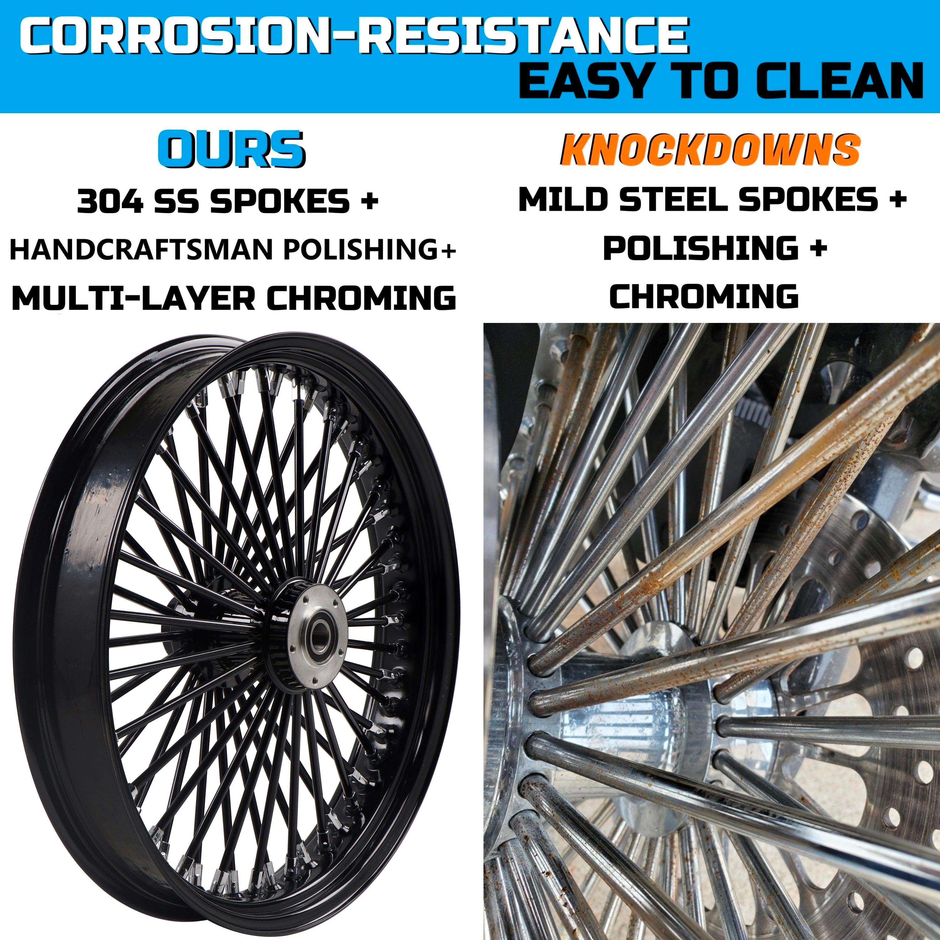 21x3.5" Harley Softail Front Wheel Fat Spokes 2000-2006 | Single Disc