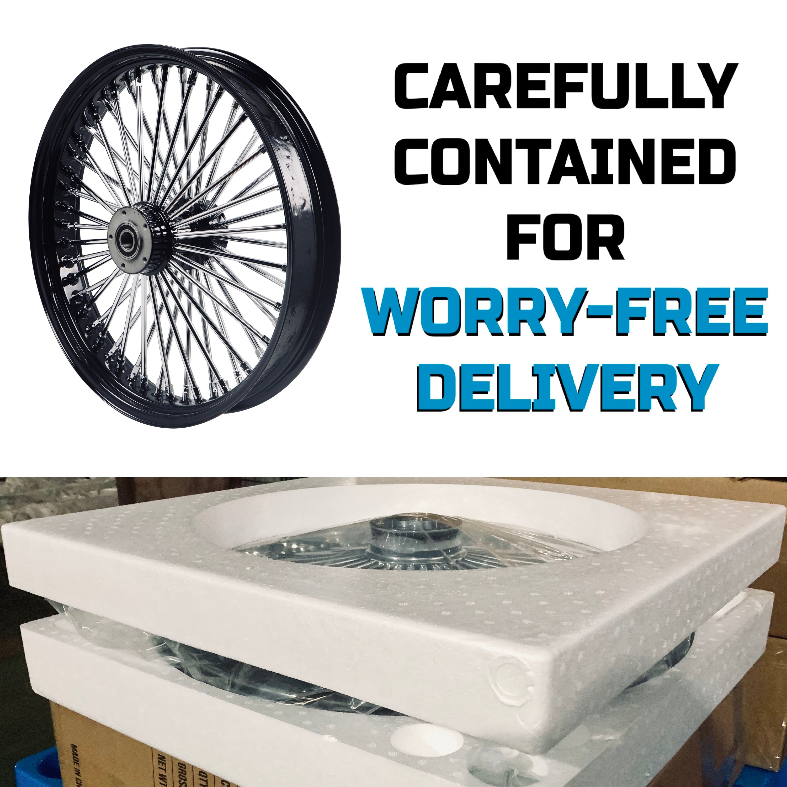 21x3.5" Harley Touring Front Wheel Fat Spokes Dual Disc 2000-2025 | Black & Chrome