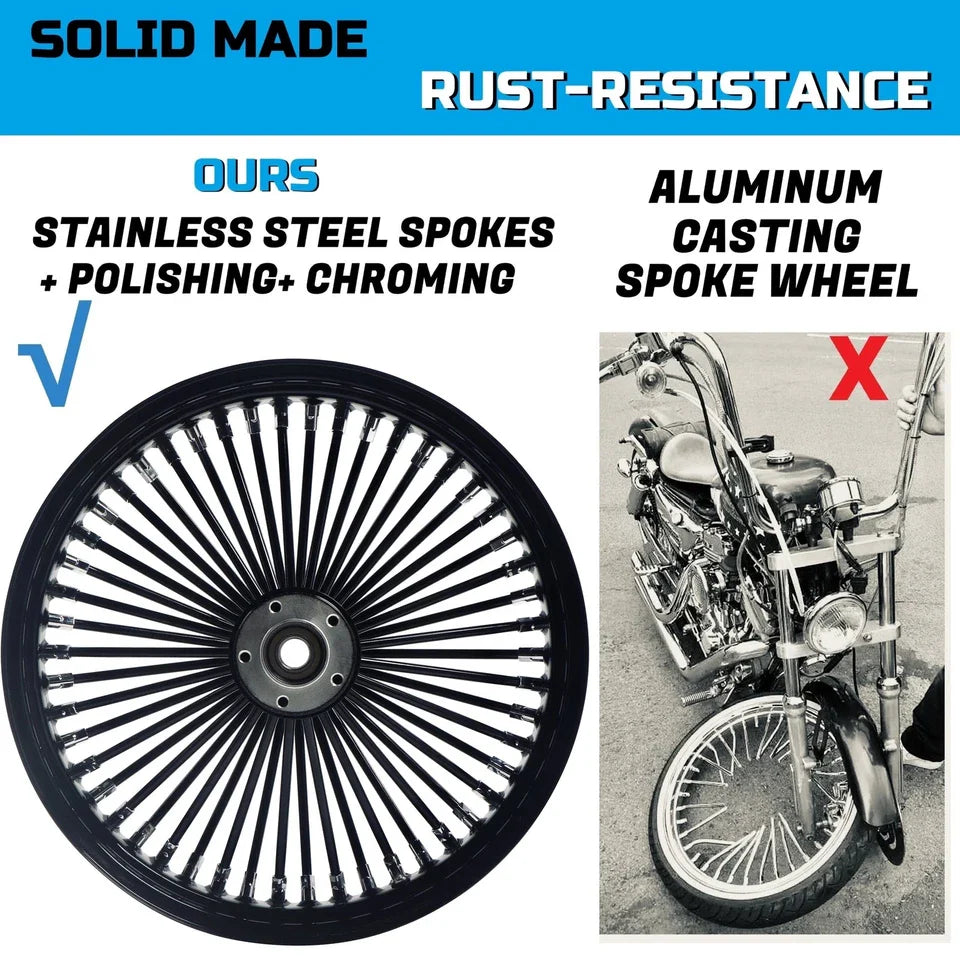 18x3.5" Harley Rear Wheel Black Fat Spokes 2008-Up | Softail Dyna Sportster ABS