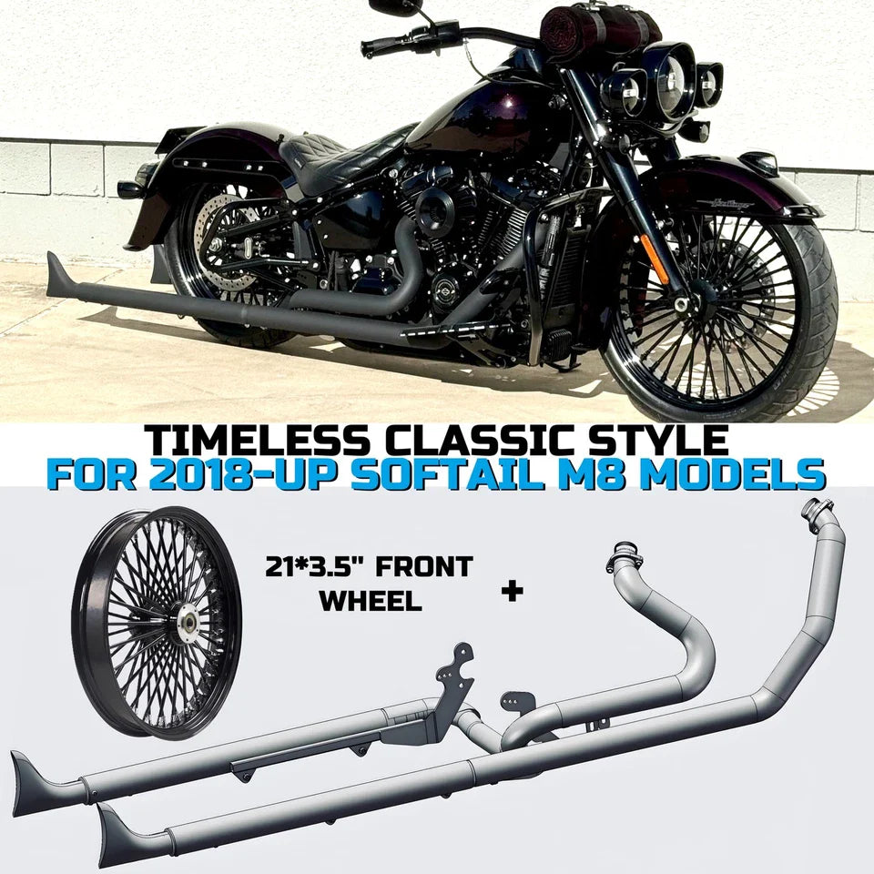 18x3.5" Harley Rear Wheel Black Fat Spokes 2008-Up | Softail Dyna Sportster ABS